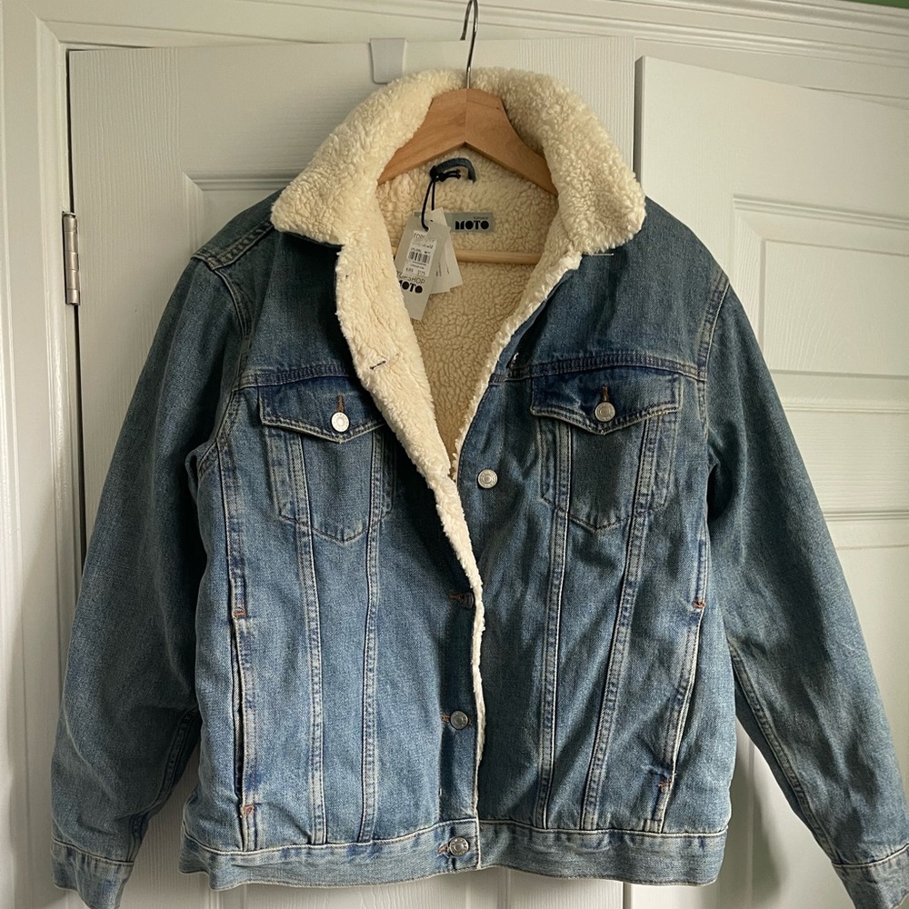 Topshop shearling denim jacket